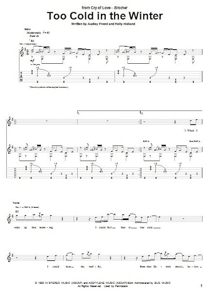 Too Cold In The Winter - Guitar TAB, New, Main