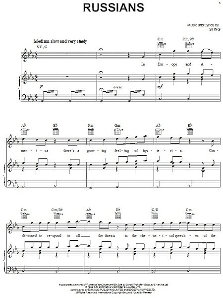 Russians - Piano/Vocal/Guitar, New, Main