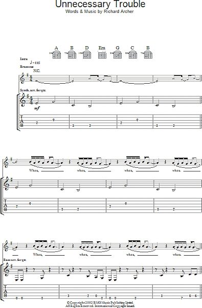 Unnecessary Trouble - Guitar TAB, New, Main