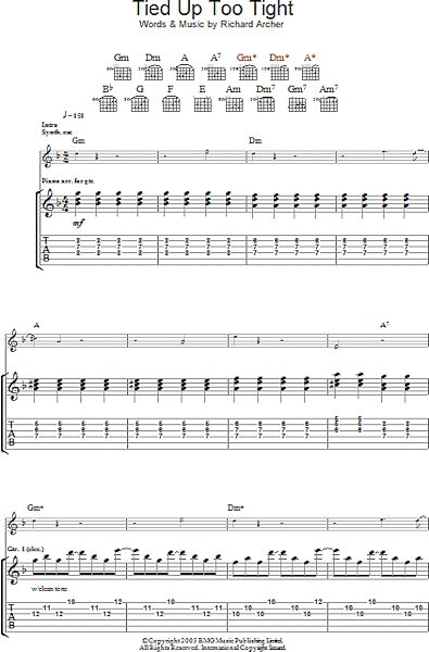 Tied Up Too Tight - Guitar TAB, New, Main