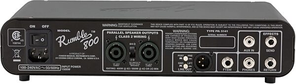 Fender Rumble 800 HD Bass Amplifier Head (800 Watts), New, Back