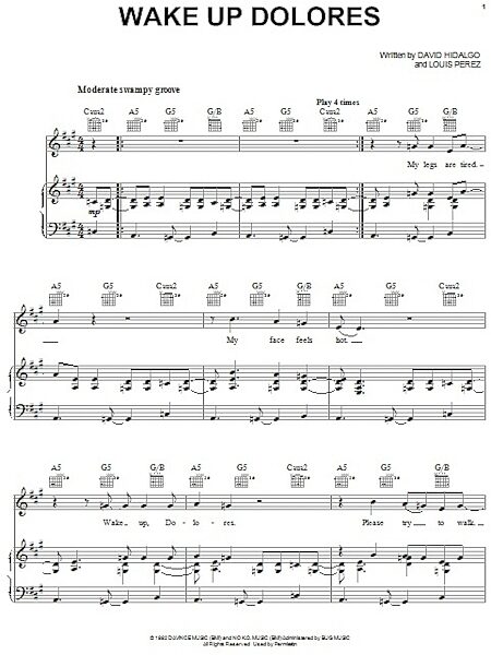Wake Up Dolores - Piano/Vocal/Guitar, New, Main