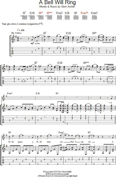 A Bell Will Ring - Guitar TAB, New, Main