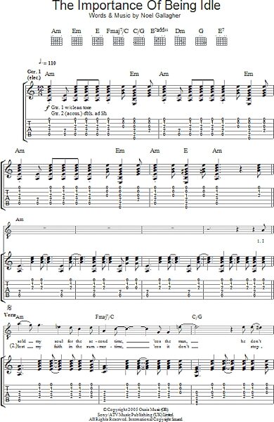 The Importance Of Being Idle - Guitar TAB, New, Main