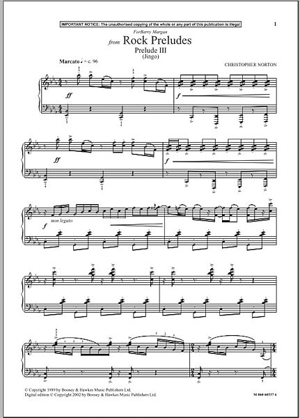 Prelude III (Jingo) (from Rock Preludes) - Piano Solo, New, Main