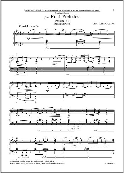 Prelude VII (Sunshine Piece) (from Rock Preludes) - Piano Solo, New, Main