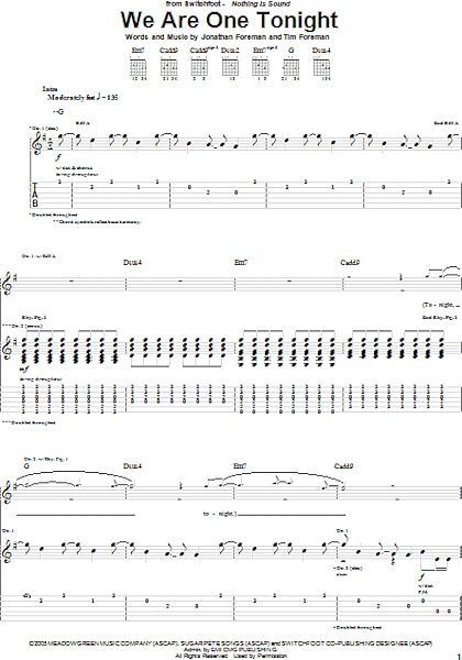 We Are One Tonight - Guitar TAB, New, Main