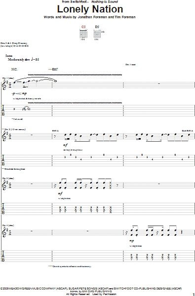 Lonely Nation - Guitar TAB, New, Main