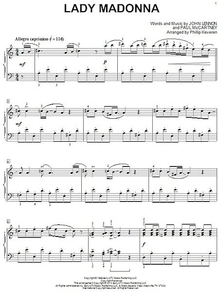Lady Madonna - Piano Solo, New, Main