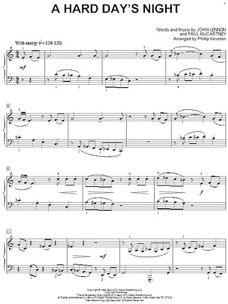 A Hard Day's Night - Piano Solo, New, Main