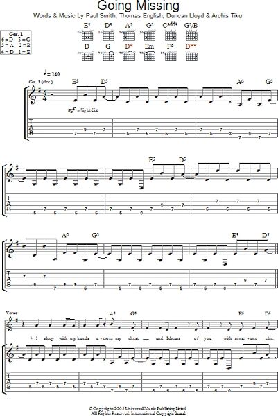 Going Missing - Guitar TAB, New, Main