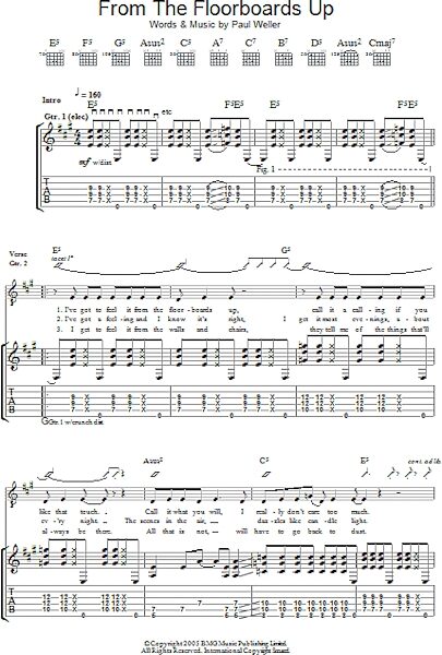 From The Floorboards Up - Guitar TAB, New, Main