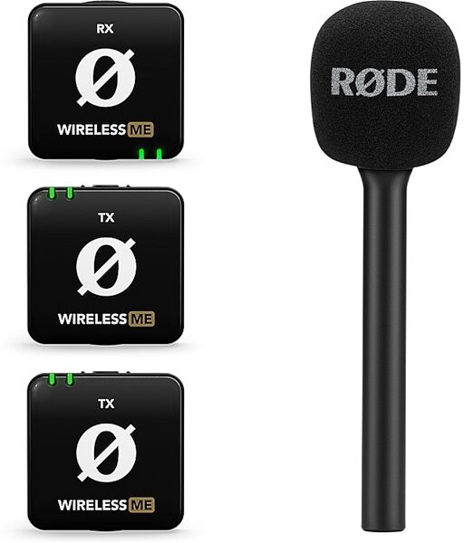 Rode Wireless ME Dual Microphone System, Black, Bundle with Rode Interview GO Handheld Adapter, Bundle