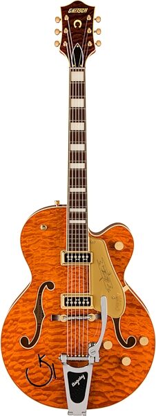 Gretsch G6120TGQM-56 Limited Edition Quilt Classic Hollow Body Electric Guitar (with Case), Roundup Orange Stain Lacquer, Action Position Back