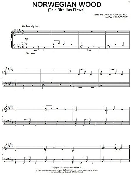 Norwegian Wood (This Bird Has Flown) - Piano Vocal, New, Main