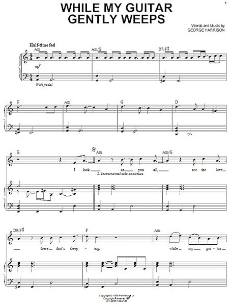 While My Guitar Gently Weeps - Piano Vocal, New, Main