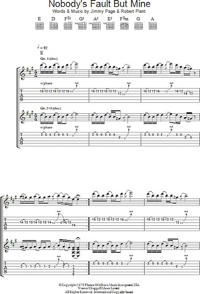 Nobody's Fault But Mine - Guitar TAB, New, Main