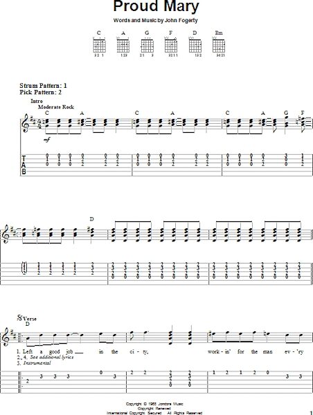 Proud Mary - Easy Guitar with TAB, New, Main