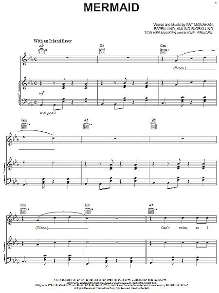 Mermaid - Piano/Vocal/Guitar, New, Main