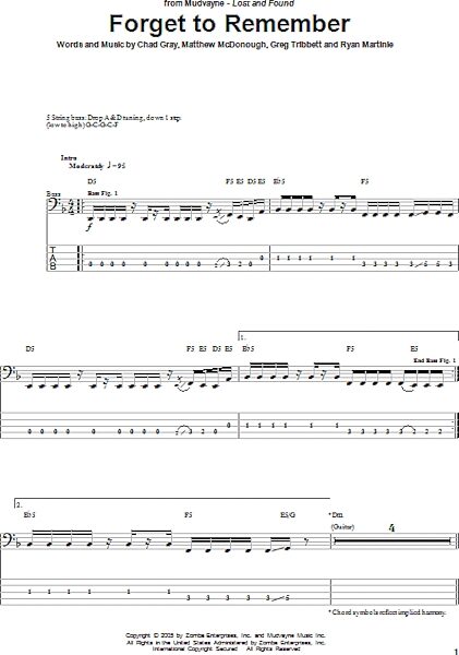 Forget To Remember - Bass Tab, New, Main