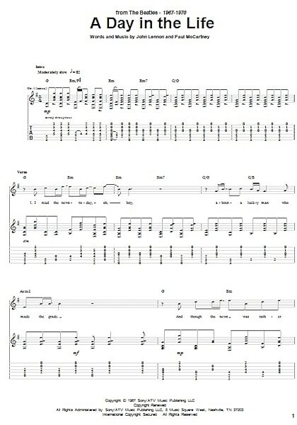 A Day In The Life - Guitar TAB, New, Main