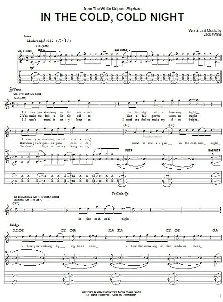 In The Cold, Cold Night - Guitar TAB, New, Main