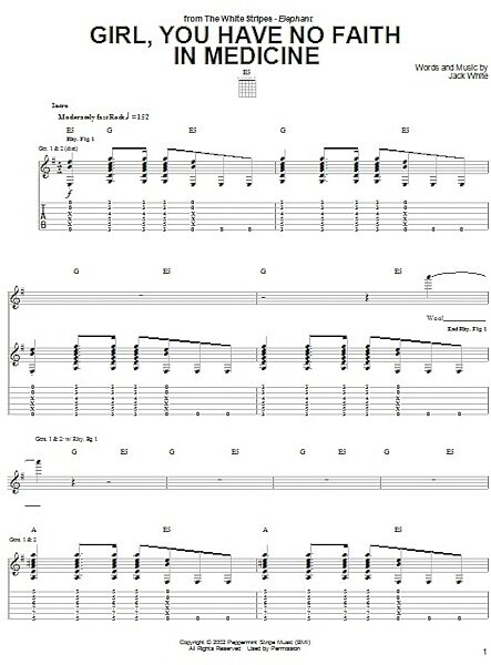Girl, You Have No Faith In Medicine - Guitar TAB, New, Main