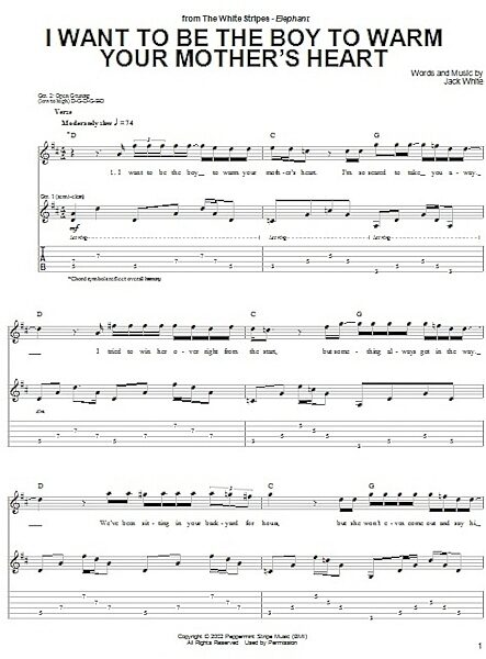 I Want To Be The Boy To Warm Your Mother's Heart - Guitar TAB, New, Main