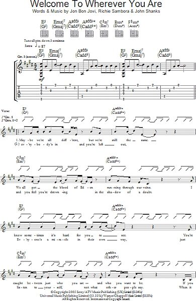 Welcome To Wherever You Are - Guitar TAB, New, Main