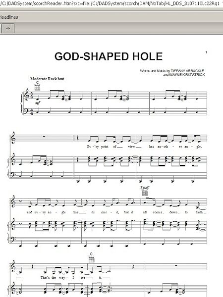 God-Shaped Hole - Piano/Vocal/Guitar, New, Main