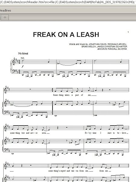 Freak On A Leash - Piano/Vocal/Guitar, New, Main
