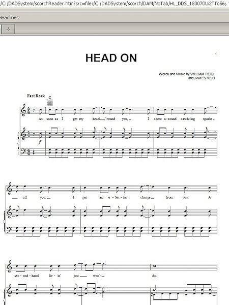Head On - Piano/Vocal/Guitar, New, Main