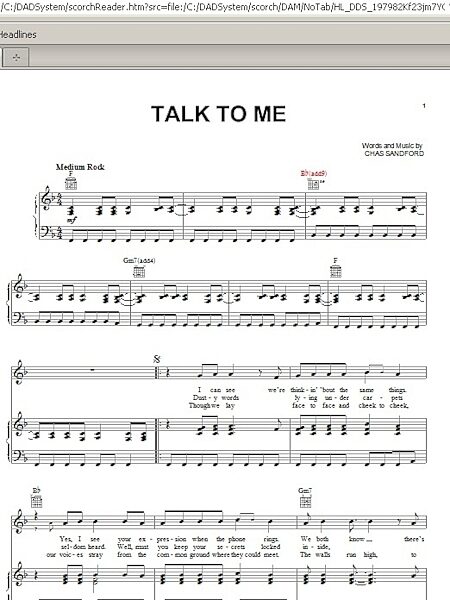 Talk To Me - Piano/Vocal/Guitar, New, Main