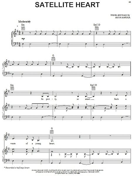 Satellite Heart - Piano/Vocal/Guitar, New, Main