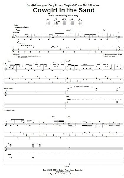 Cowgirl In The Sand - Guitar TAB, New, Main