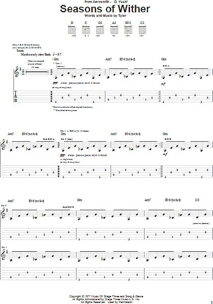 Seasons Of Wither - Guitar TAB, New, Main
