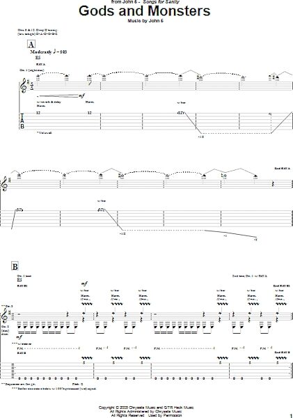 Gods And Monsters - Guitar TAB, New, Main