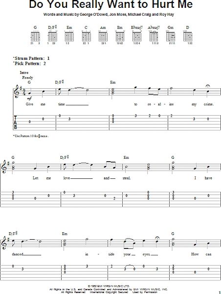 Do You Really Want To Hurt Me - Easy Guitar with TAB, New, Main