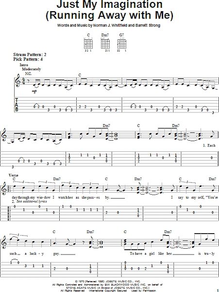 Just My Imagination (Running Away With Me) - Easy Guitar with TAB, New, Main