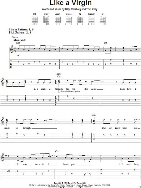 Like A Virgin - Easy Guitar with TAB, New, Main