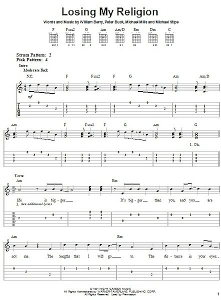 Losing My Religion - Easy Guitar with TAB, New, Main