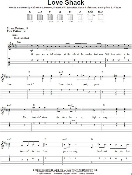 Love Shack - Easy Guitar with TAB, New, Main