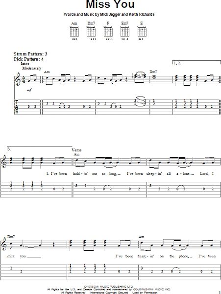 Miss You - Easy Guitar with TAB, New, Main