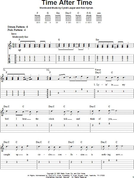 Time After Time - Easy Guitar with TAB, New, Main