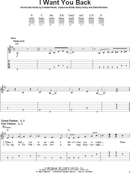 I Want You Back - Easy Guitar with TAB, New, Main