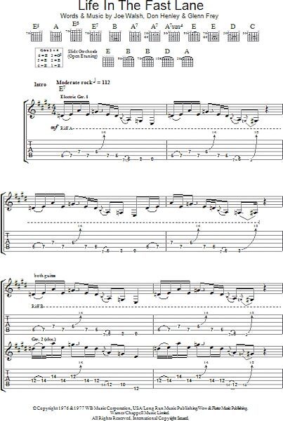 Life In The Fast Lane - Guitar TAB, New, Main