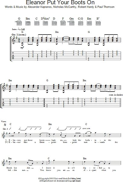 Eleanor Put Your Boots On - Guitar TAB, New, Main