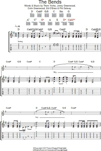 The Bends - Guitar TAB, New, Main