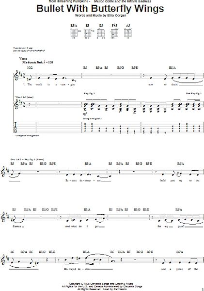 Bullet With Butterfly Wings - Guitar TAB, New, Main