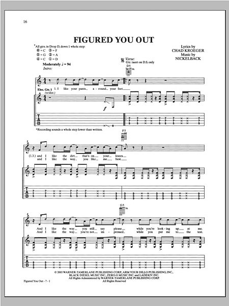 Figured You Out - Guitar TAB, New, Main